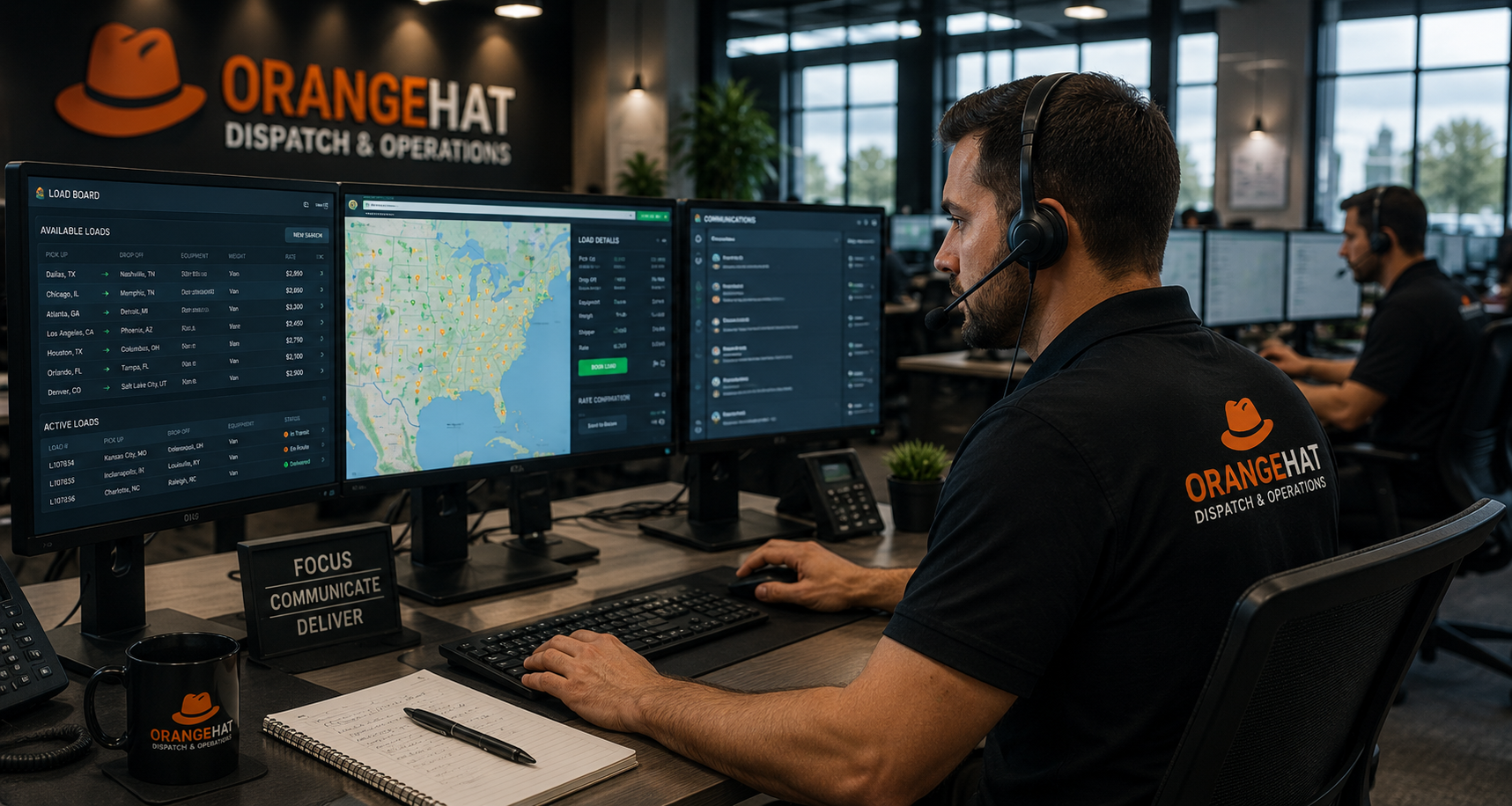 OrangeHat dispatcher coordinating freight and logistics operations